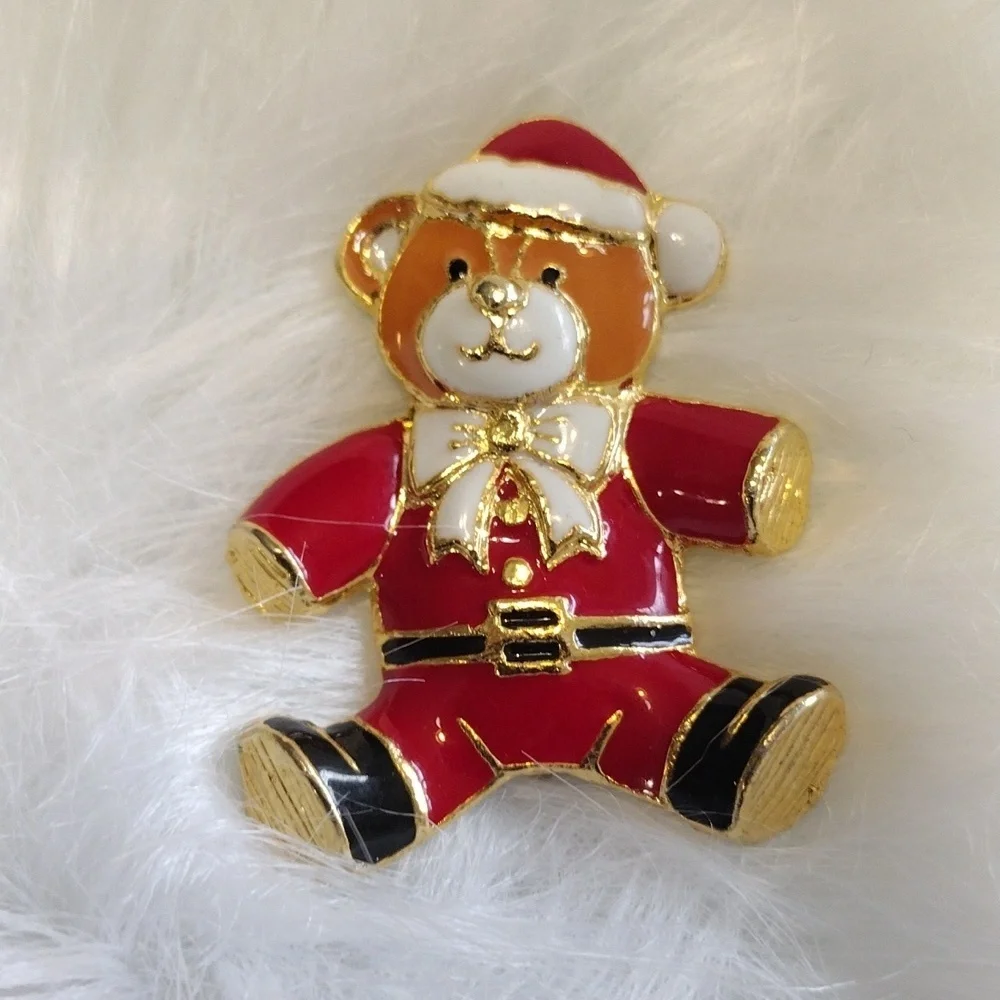 3 Teddy Bear Christmas Pins